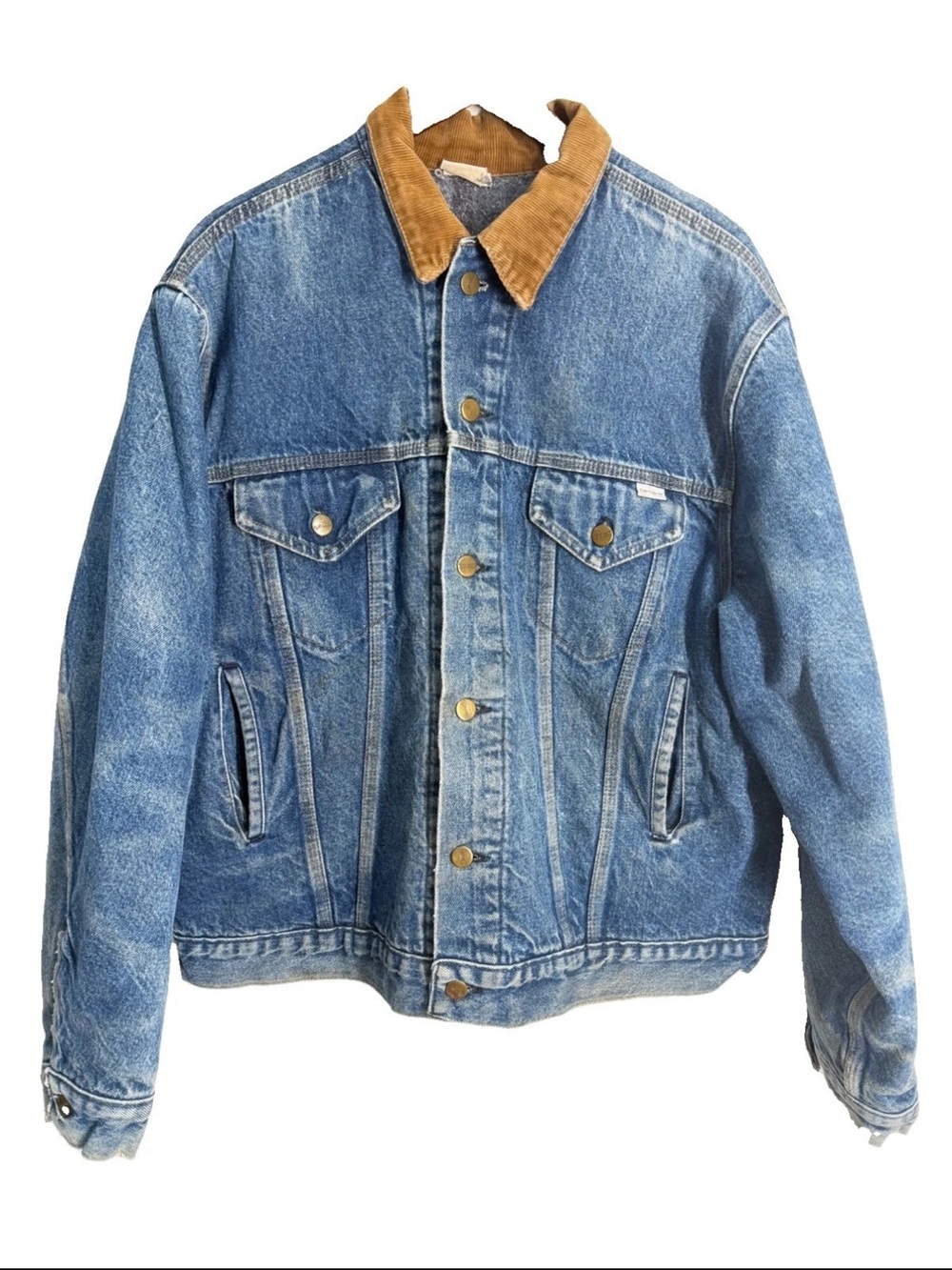 Vintage Carhartt Denim Blanket Lined Jacket M sz 46 Mens 100 Year Faded USA 80s
